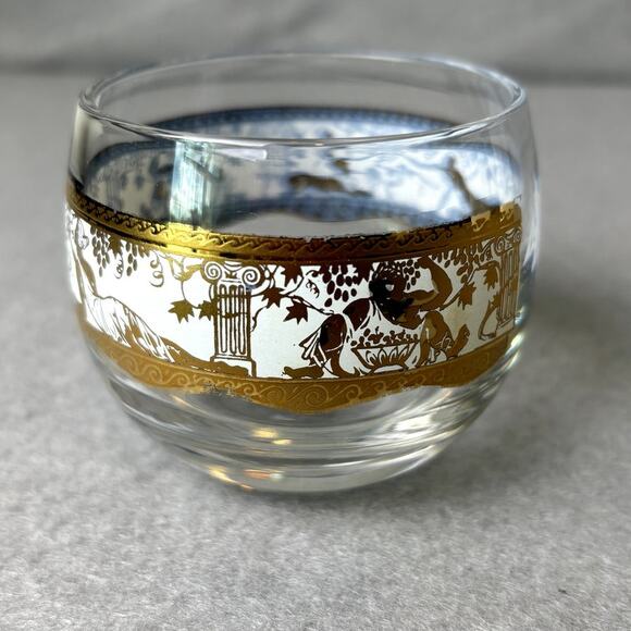 Replacement Mid Century Modern Barware Gold Gilt Scroll Cordial Roly Poly Glass - Picture 1 of 8